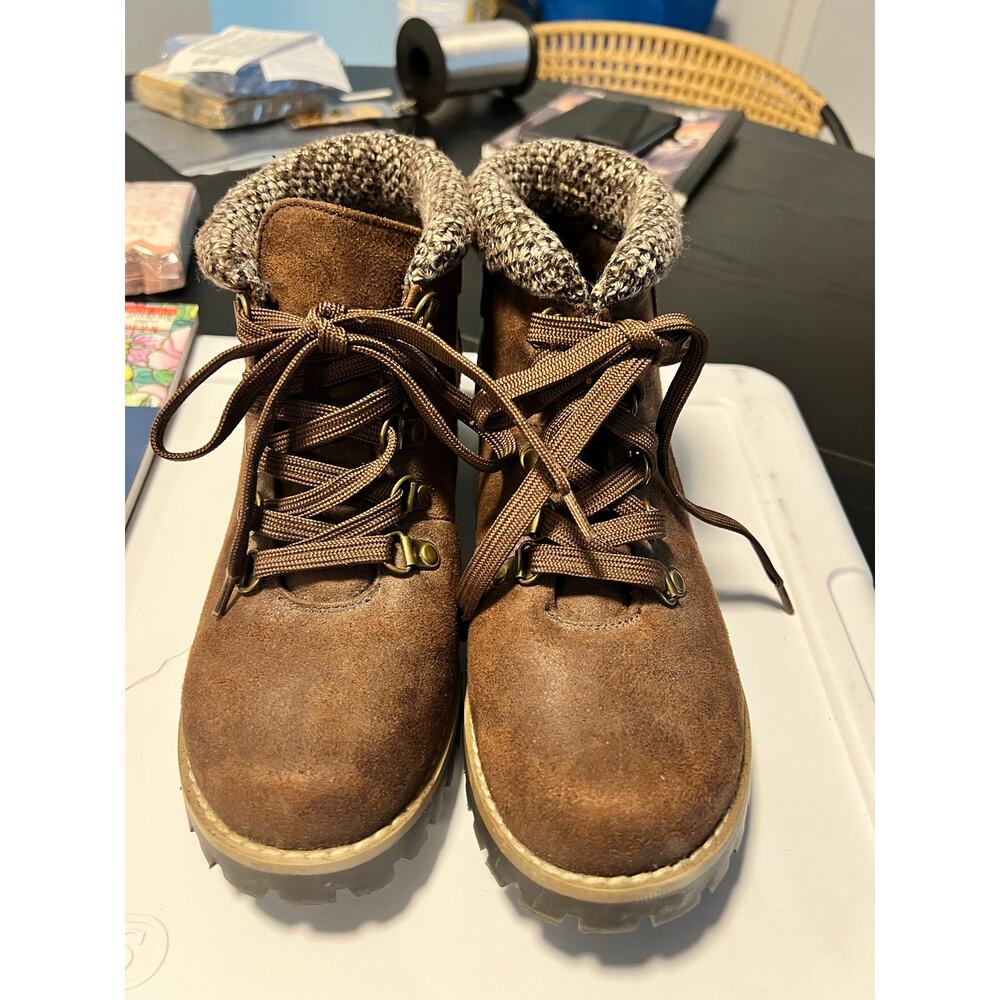 Madden Girl Women’s WANDER Brown Faux Suede Lace Up Combat Hiking Boots Size 8